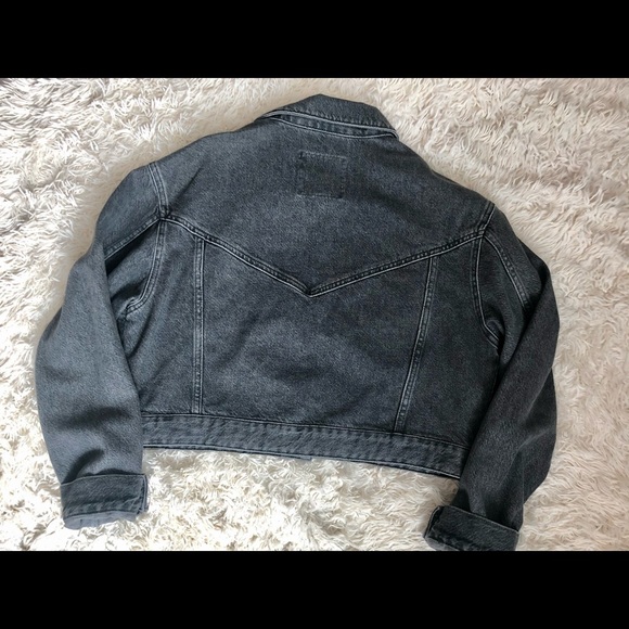 Gray Cropped Oversized Jean Jacket - Picture 2 of 5